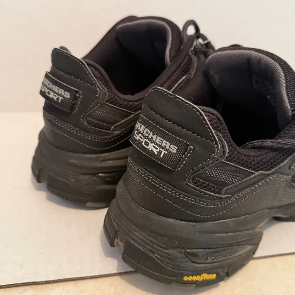 Skechers Sport Vigor 3.0 Mens 9 Wide Black Leather Goodyear Sneakers 237145W BBK